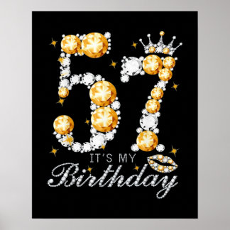 57th Birthday High Hiel Shoes Crown Diamond Poster