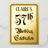 57th Birthday Party — Elegant Script + aangepaste Folie Uitnodiging (Voorkant)