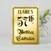 57th Birthday Party — Elegant Script + aangepaste Folie Uitnodiging (Staand Voorkant)