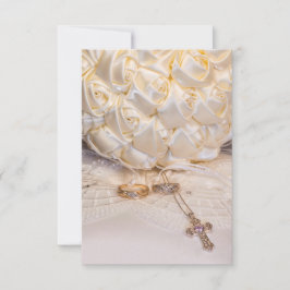 5807-Bloemstuk met Ringen en Kruis Kaart