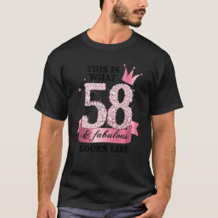 58 & Fabulous I Roze Wit Party Groep Candid Phot T-shirt
