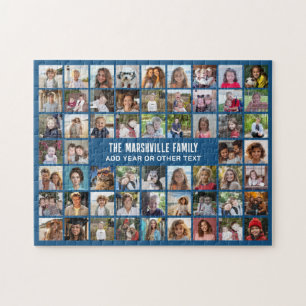 58 Foto Collage Raster met Tekst - blauw Legpuzzel