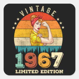 58 jaar oude Bday 1967 Vintage 58ste verjaardag vr Vierkante Sticker