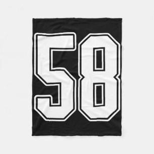 #58 Witte omtrek nummer 58 Sport Fan Jersey Styl Fleece Deken