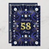 58e anniversaire invitation de fête avec des masse (Devant / Derrière)