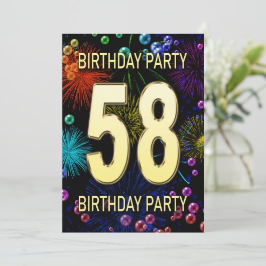 58e anniversaire Invitation fête feux d'artifice (Debout devant)