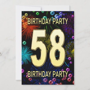 58e anniversaire Invitation fête feux d'artifice