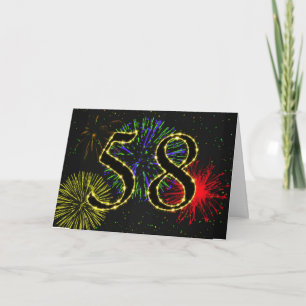 58e Birthday-kaart met vuurwerk Kaart