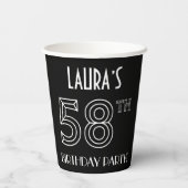 58e verjaardag: Art Deco Style + aangepaste naam Papieren Bekers (Achterkant)