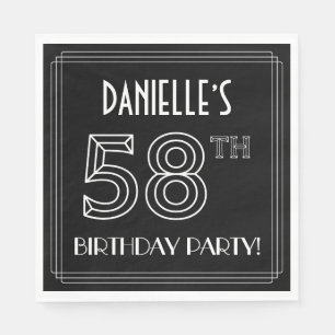 58e verjaardag: Art Deco Style + aangepaste naam Servet