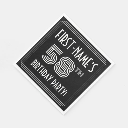 58e verjaardag: Art Deco Style + aangepaste naam Servet (Hoek)