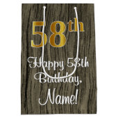 58e verjaardag: Elegant Faux Gold Kijk #, Faux Woo Medium Cadeauzakje (Achterkant)