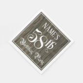 58e verjaardag — Fancy script, kijk op hout Servet (Hoek)