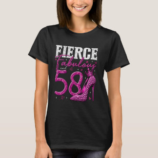 58e verjaardag Fierce Fabulous en 58 jaar oude cad T-shirt