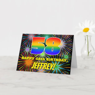 58e verjaardag: Fun, kleurrijk gevuurwerk Kaart