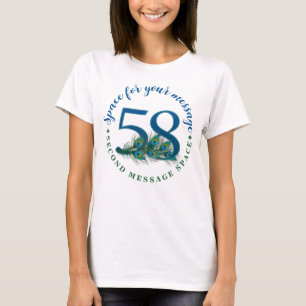 58e verjaardag of jubileum pauwveren t-shirt