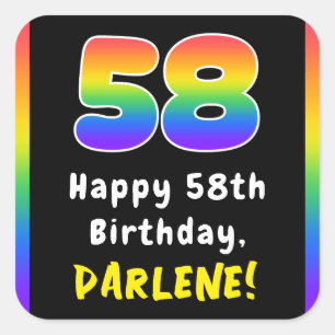 58e verjaardag: Regenboogspectrum # 58, Aangepaste Vierkante Sticker