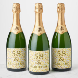 58e verjaardag sparkling wijnetiket