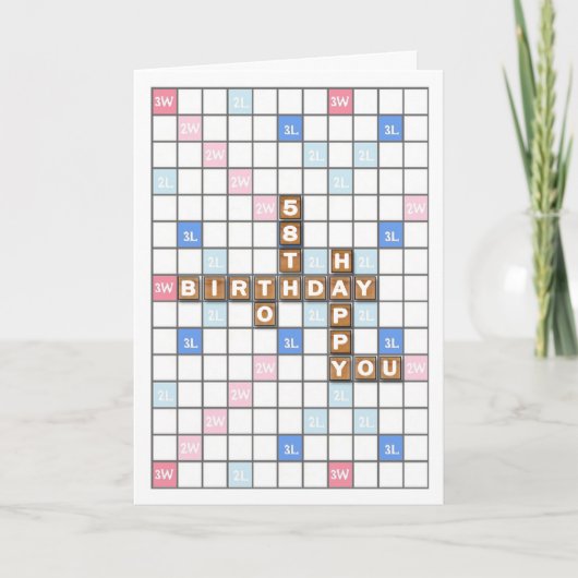 58e verjaardag, Word Game Board Kaart (Voorkant)