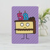 58e verjaardagstaart met kaarsen kaart (Staand voorkant)