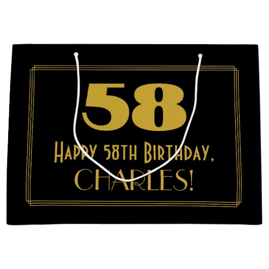 58ste verjaardag — Art Deco geïnspireerde look "58 Groot Cadeauzakje (Voorkant)