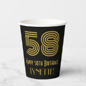 58ste verjaardag: Art Deco Geïnspireerde look "58" Papieren Bekers (Voorkant)
