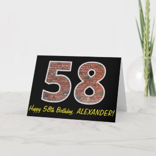 58ste verjaardag - bakstenen muurpatroon "58" w / kaart