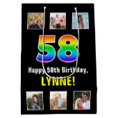 58ste verjaardag: Regenboog "58", Aangepaste foto' Medium Cadeauzakje (Achterkant)