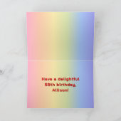 58ste verjaardag: Regenboogtekst, Aangepaste foto' Kaart (Binnen)