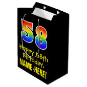 58ste verjaardag: vun, vet, kleurrijk, regenboog " medium cadeauzakje (Achterkant Gekanteld)