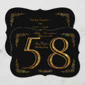 58th, Birthday party 58th, geweldige Gatsby, zwart Kaart (Voorkant / Achterkant)
