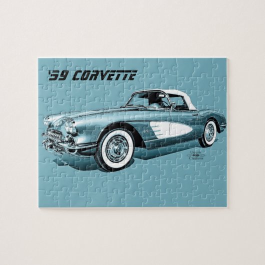 59 Corvette Blue Background Legpuzzel (Horizontaal)