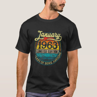 59 jaar oud januari 1963 Jubileum 59th Birthda T-shirt