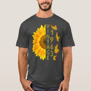 59 jaar oude Vintage 1963 zonnebloemvlinder 59th T-shirt