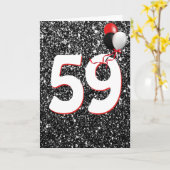 59e anniversaire Ballons sur carte Parties scintil (Fleur jaune)