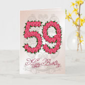 59e anniversaire carte avec roses et feuilles (Fleur jaune)