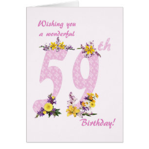 59e anniversaire Fleur Nombre décoré
