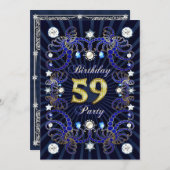 59e anniversaire invitation de fête avec des masse (Devant / Derrière)