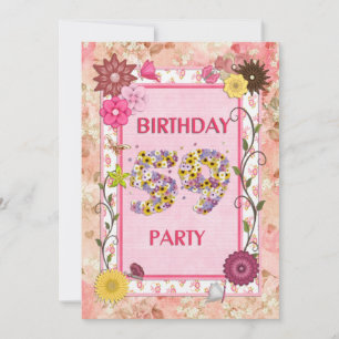 59e anniversaire invitation fête avec cadre fleuri