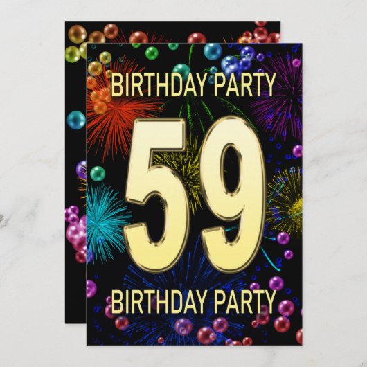 59e anniversaire Invitation Feu d'artifice (Devant / Derrière)