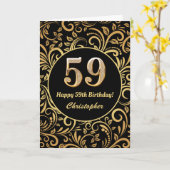 59e anniversaire Modèle floral noir et or (Fleur jaune)