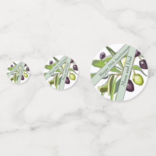 59e bruiloft Jubileum Olive Confetti (Achterkanten)