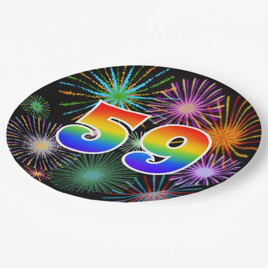 59e Evenement - Leuk, Kleurrijk, Vet, Regenboog 59 Papieren Bordje (Gekanteld)