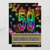 59e fête d'anniversaire Invitation avec bulles (Devant / Derrière)