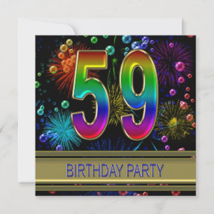 59e fête d'anniversaire Invitation avec bulles