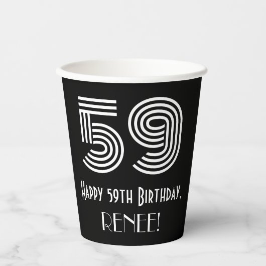 59e verjaardag — Art Deco Geïnspireerde look "59"  Papieren Bekers (Voorkant)
