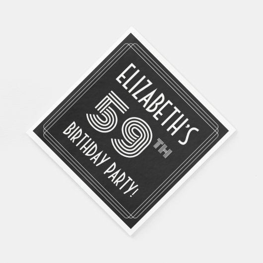 59e verjaardag: Art Deco Style + aangepaste naam Servet (Hoek)