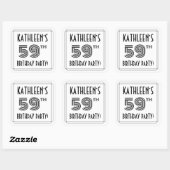 59e verjaardag: Art Deco Style + aangepaste naam Vierkante Sticker (Vel)