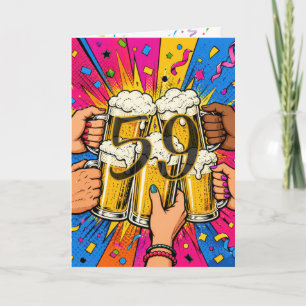 59e verjaardag bier toast in Pop Art Kaart
