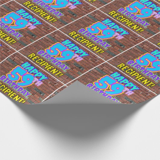 59e verjaardag: Fun, Urban Graffiti geïnspireerd K Cadeaupapier (Hoek)